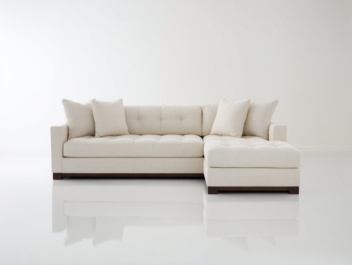 Canapé d'angle - Tissu - Bois - 285 x 180 x 84 cm - Beige clair - Style contemporain