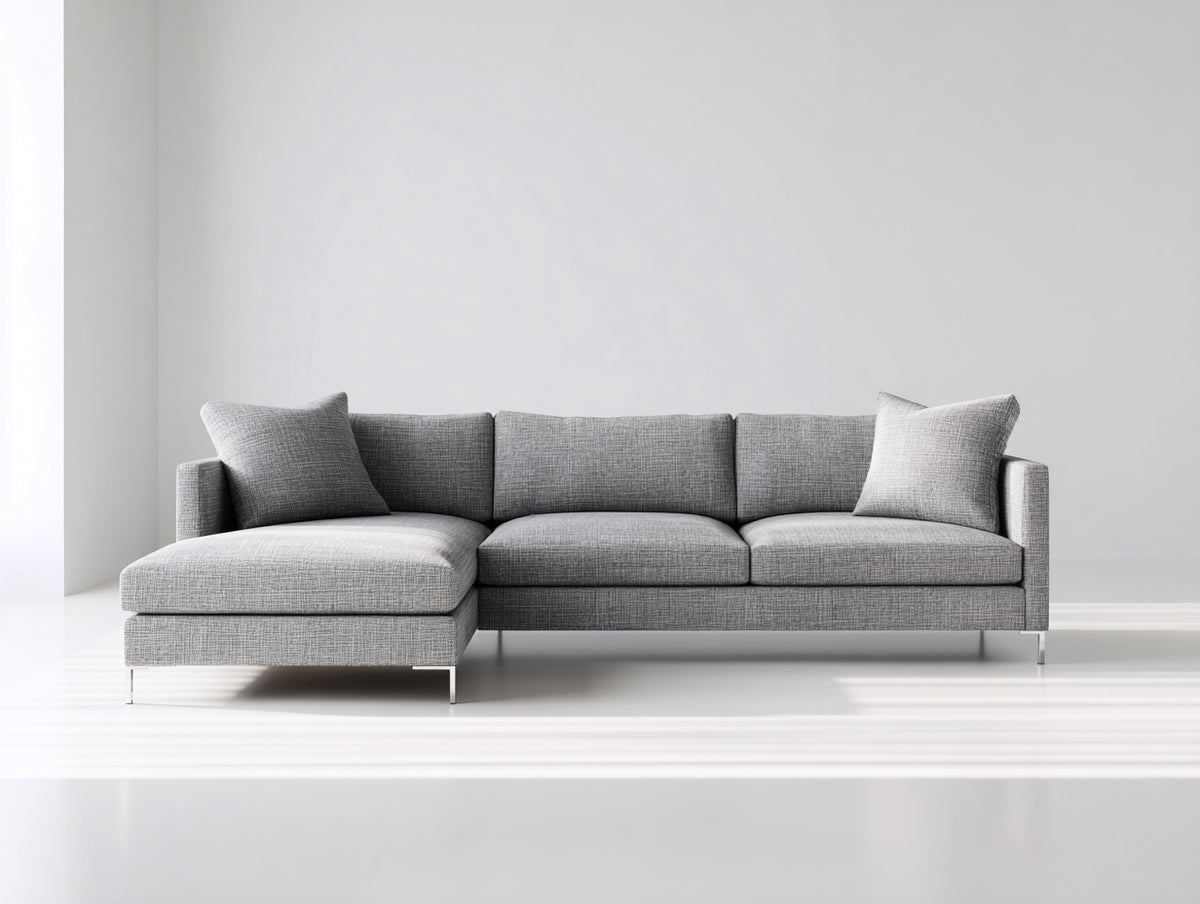 Canapé d'angle - Tissu - Métal - 280 x 170 x 82 cm - Gris - Style moderne