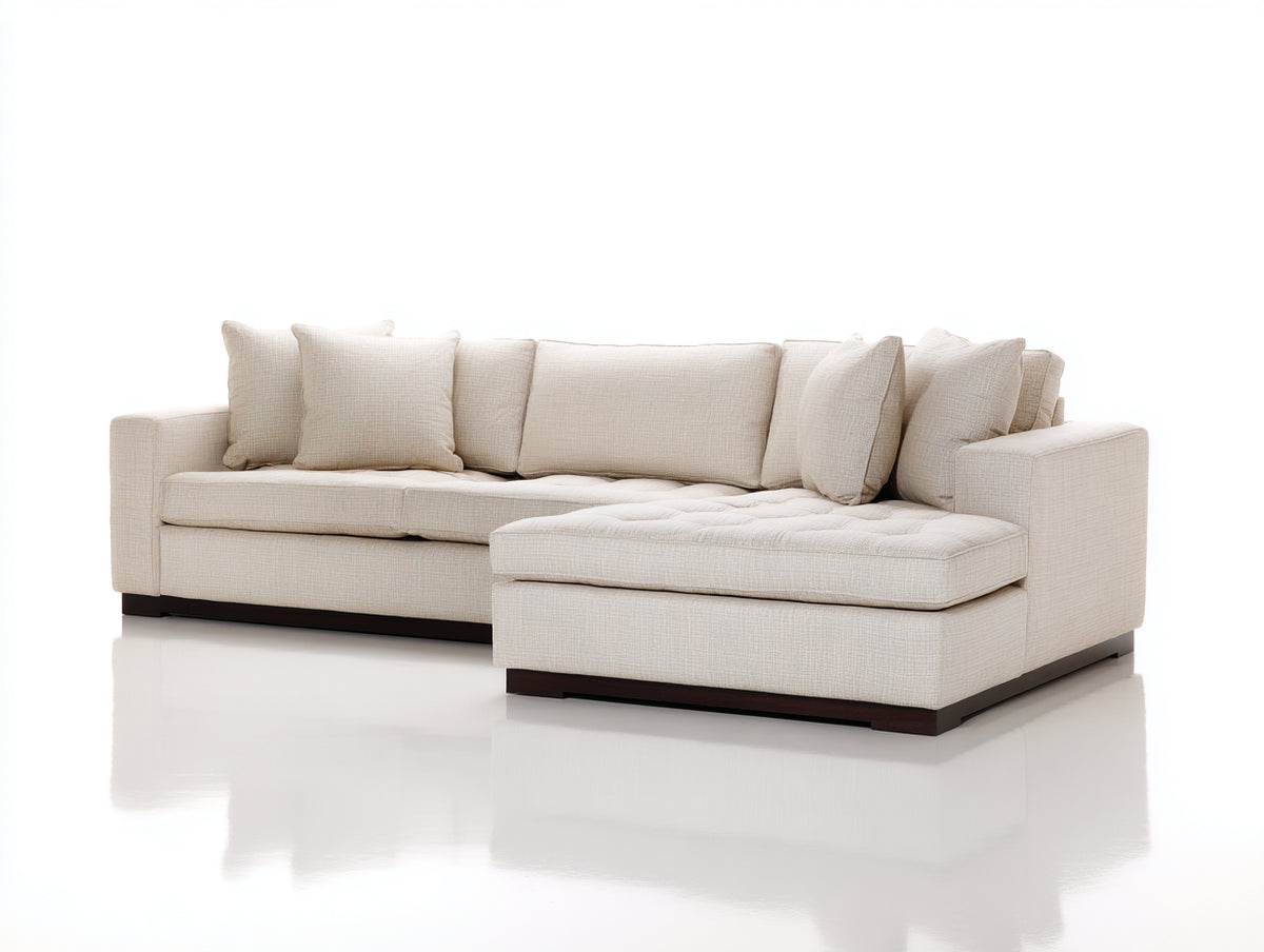 Canapé d'angle - Tissu - Bois - 290 x 185 x 84 cm - Crème - Style contemporain