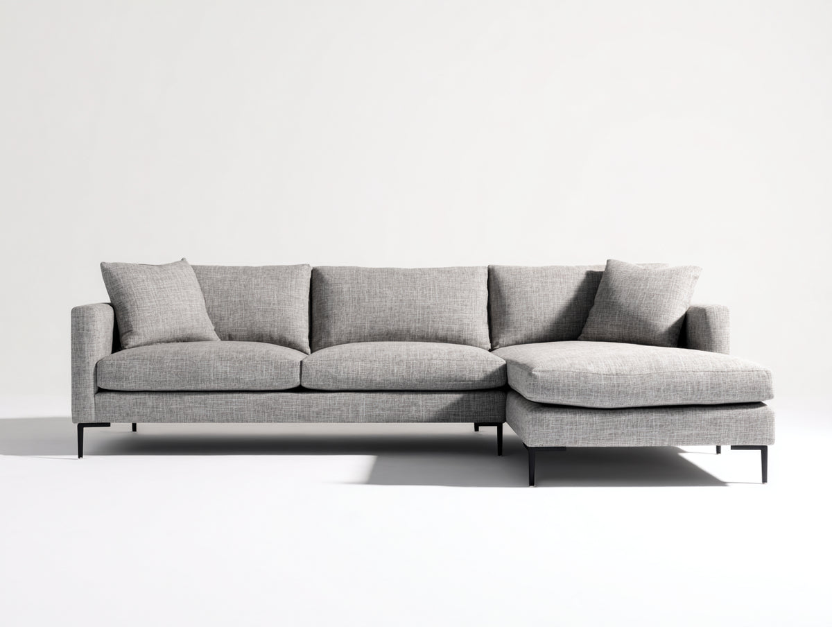Canapé d'angle - Tissu - Métal - 285 x 175 x 84 cm - Gris - Style moderne