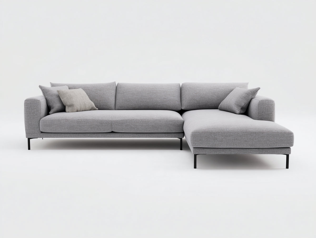 Canapé d'angle - Tissu - Métal - 292 x 178 x 83 cm - Gris clair - Style contemporain