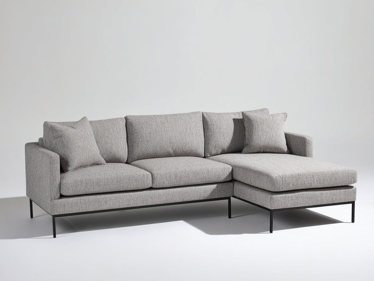 Canapé d'angle - Tissu - Métal - 282 x 172 x 82 cm - Gris clair - Style moderne