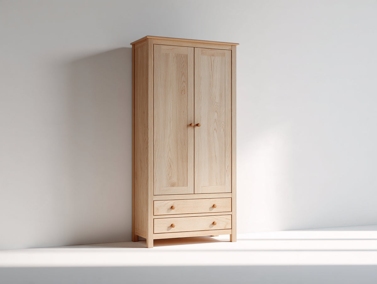 Armoire 2 portes - Bois - 95 x 55 x 185 cm - Bois naturel - Style classique naturel