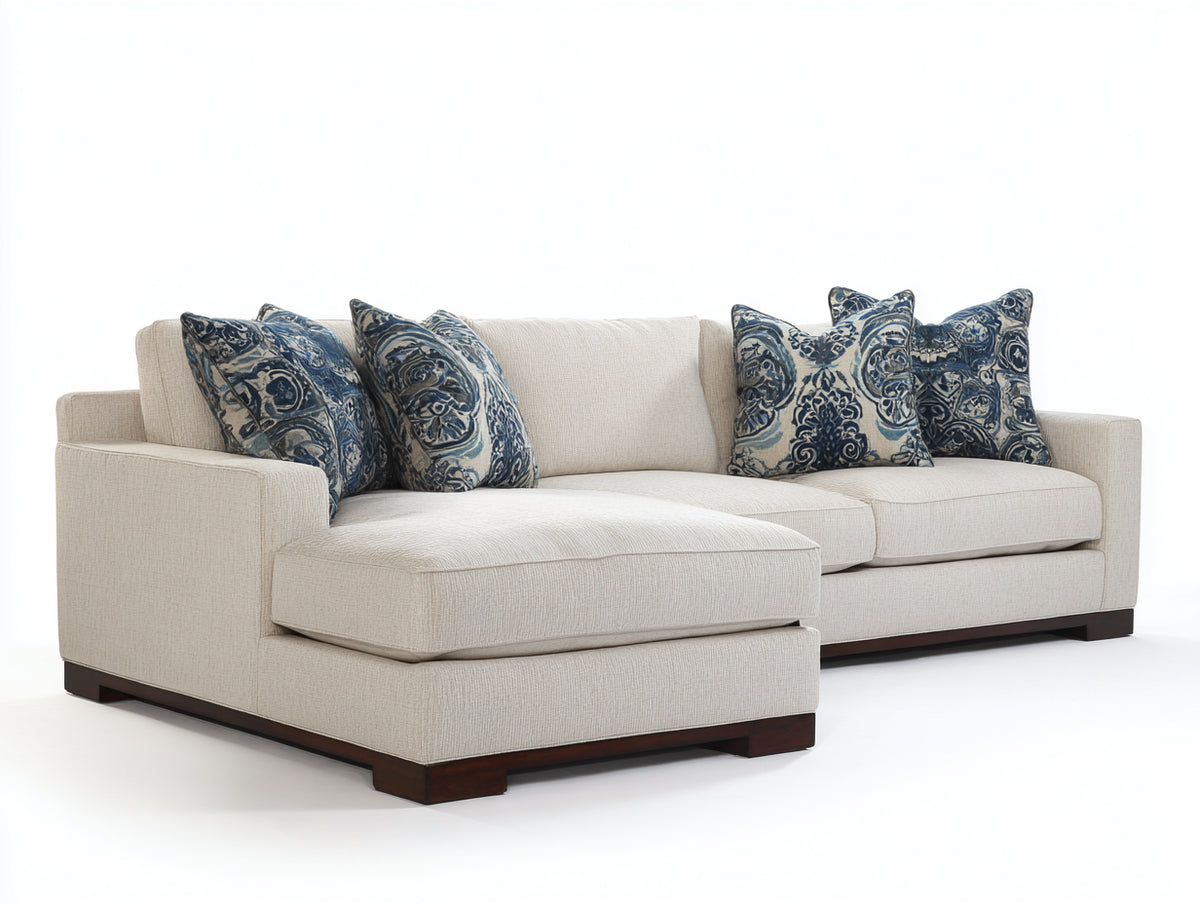 Canapé d'angle - Tissu - Bois - 292 x 180 x 86 cm - Beige - Style contemporain