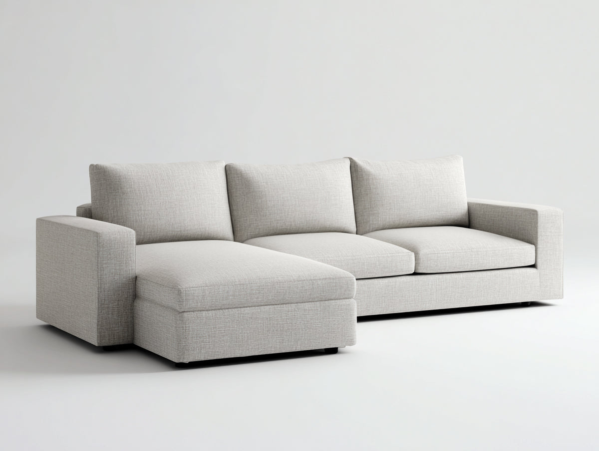 Canapé d'angle - Tissu - 260 x 170 x 85 cm - Blanc cassé - Style moderne